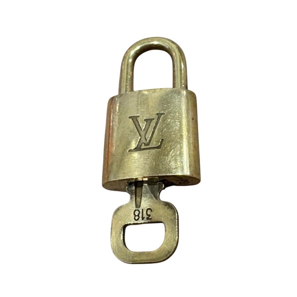 Louis Vuitton Padlock and Key Set 318 Gold Tone Lock Key